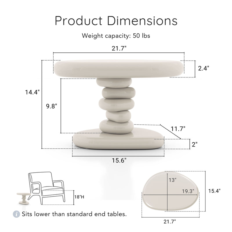 Kavren Modern Pebble Shape Low Profile Pedestal End Table