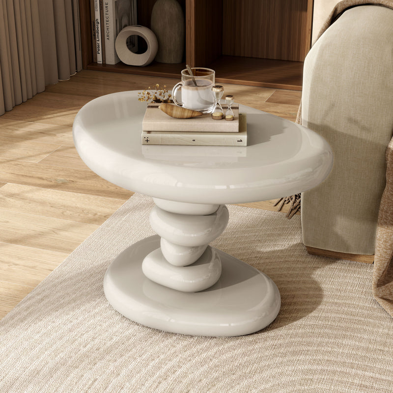 Kavren Modern Pebble Shape Low Profile Pedestal End Table