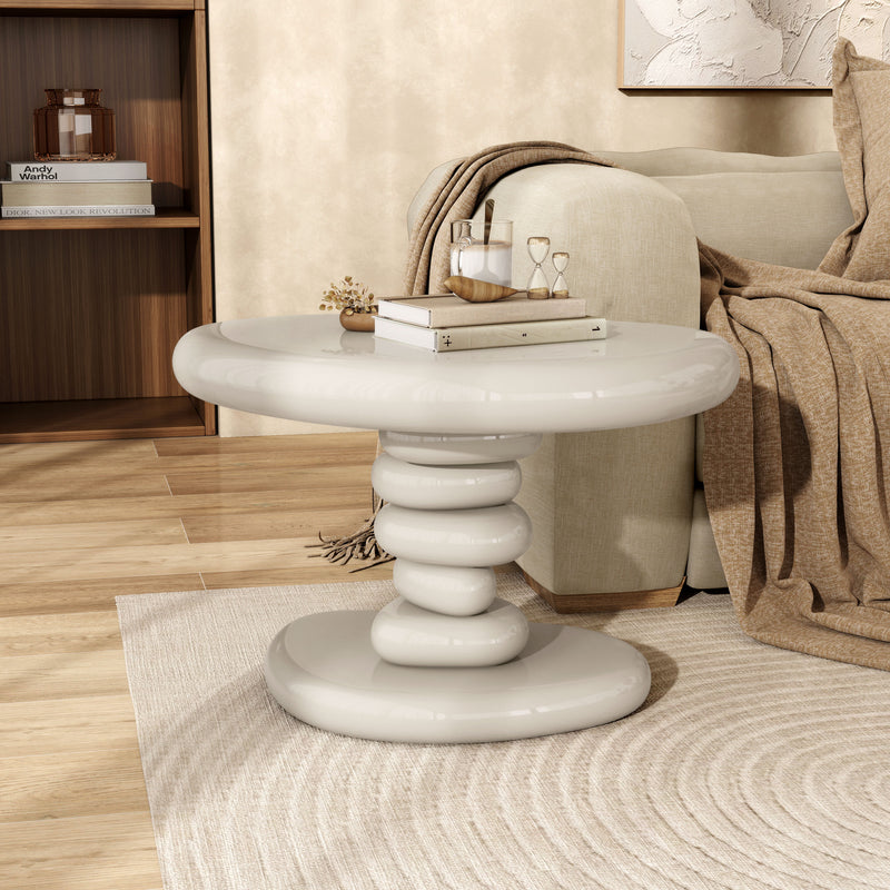 Kavren Modern Pebble Shape Low Profile Pedestal End Table