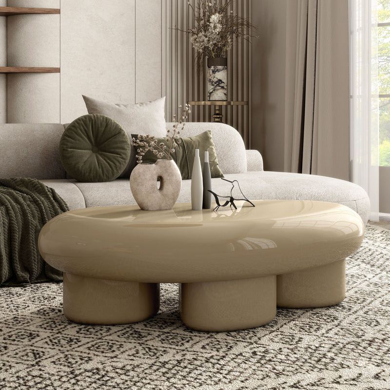Kavren Modern Pebble Shape Low Profile Coffee Table