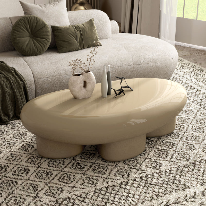 Kavren Modern Pebble Shape Low Profile Coffee Table