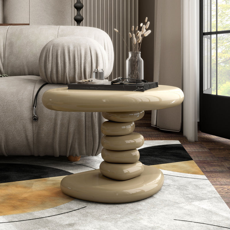 Kavren Modern Pebble Shape Low Profile Pedestal End Table