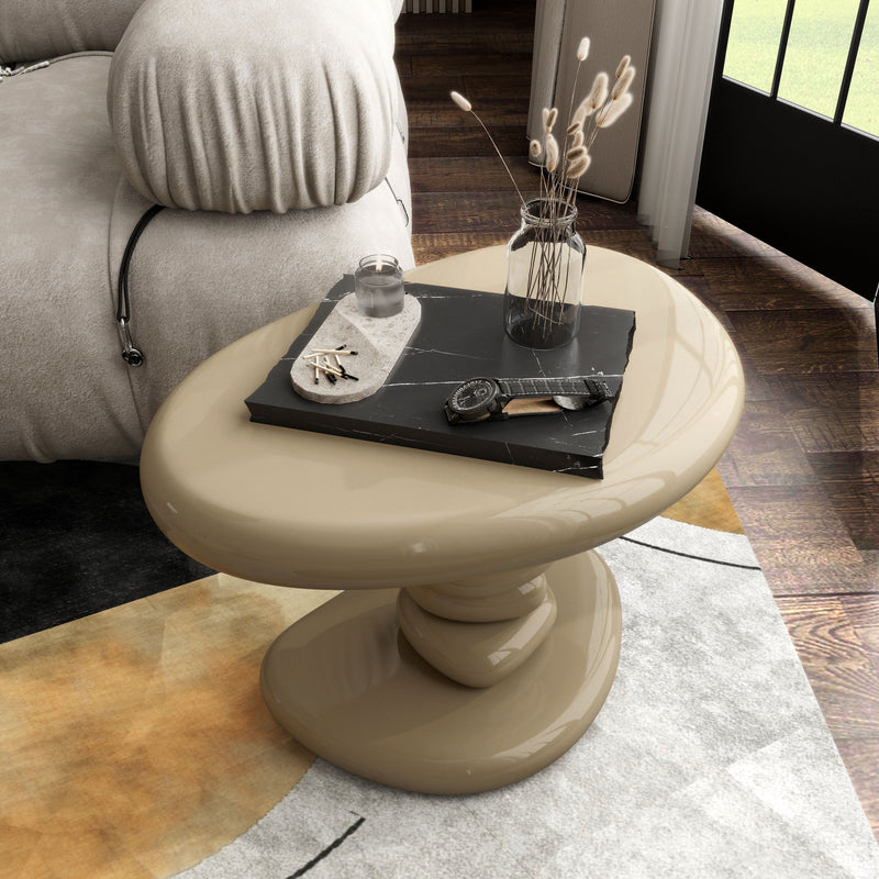 Kavren Modern Pebble Shape Low Profile Pedestal End Table