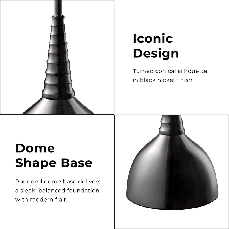 Enric Modern Black Nickel Metal Round End Table with Gold Floral Top