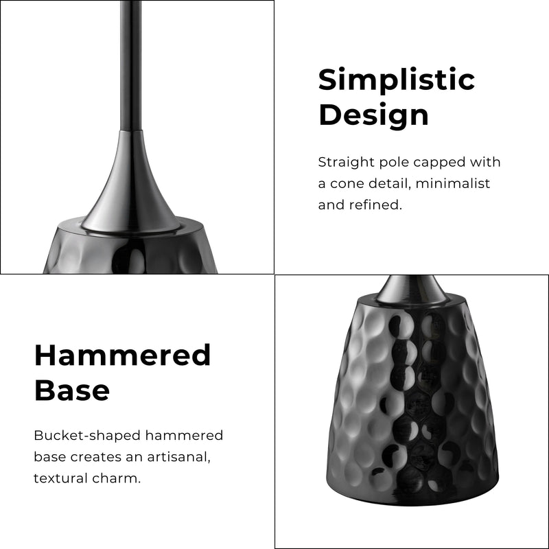 Enric Modern Black Nickel Metal Round End Table with Geometric Floral Top