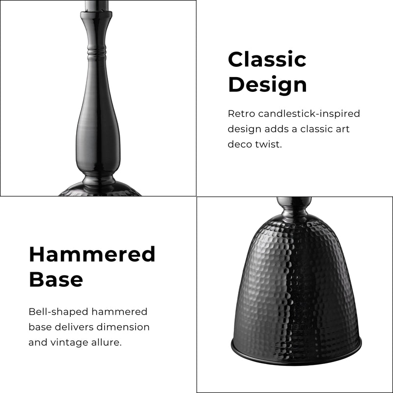 Enric Modern Black Nickel Metal Round End Table with Faux Marble Top