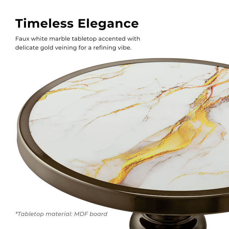 Enric Modern Antique Brass Metal Round End Table