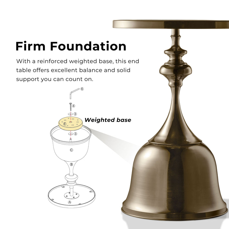 Enric Modern Antique Brass Metal Round End Table