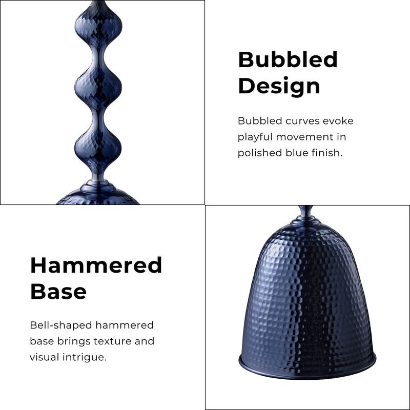 Enric Modern Polished Blue Metal Round End Table