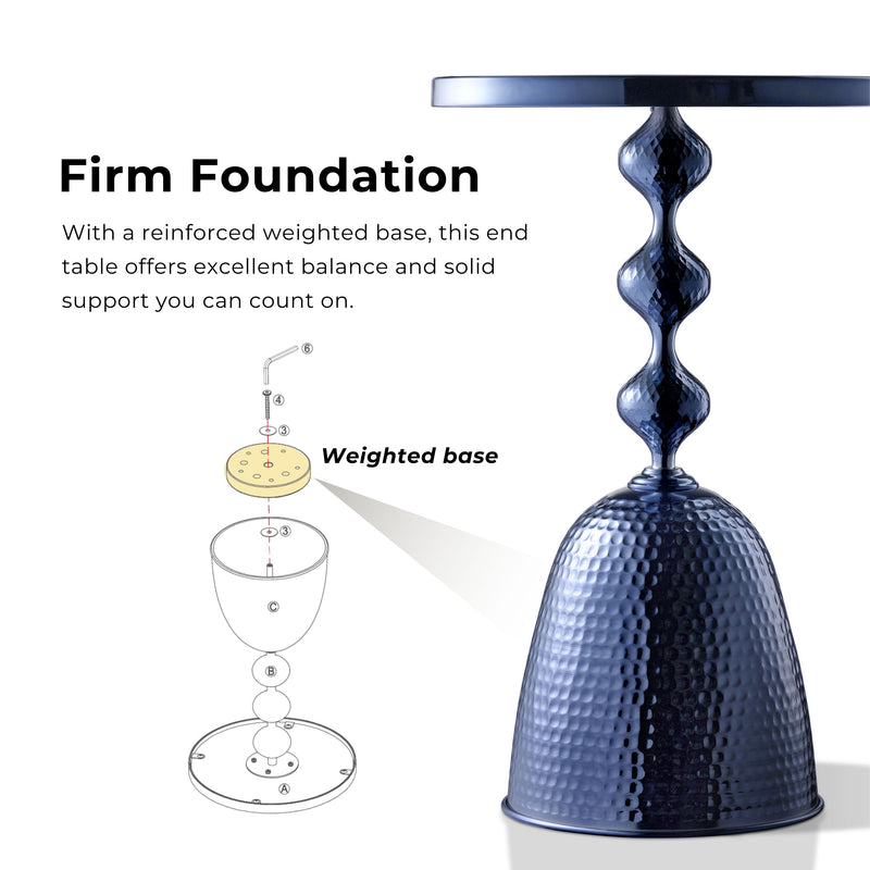 Enric Modern Polished Blue Metal Round End Table