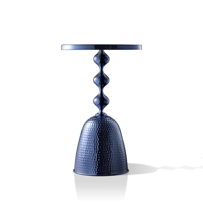 Enric Modern Polished Blue Metal Round End Table