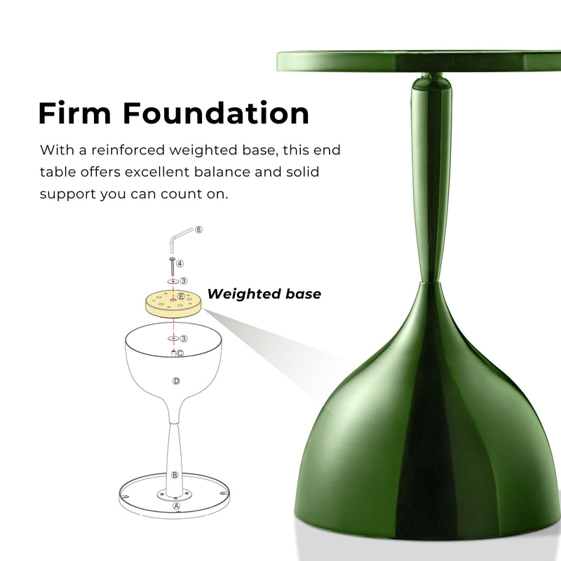 Enric Modern Polished Green Metal Round End Table