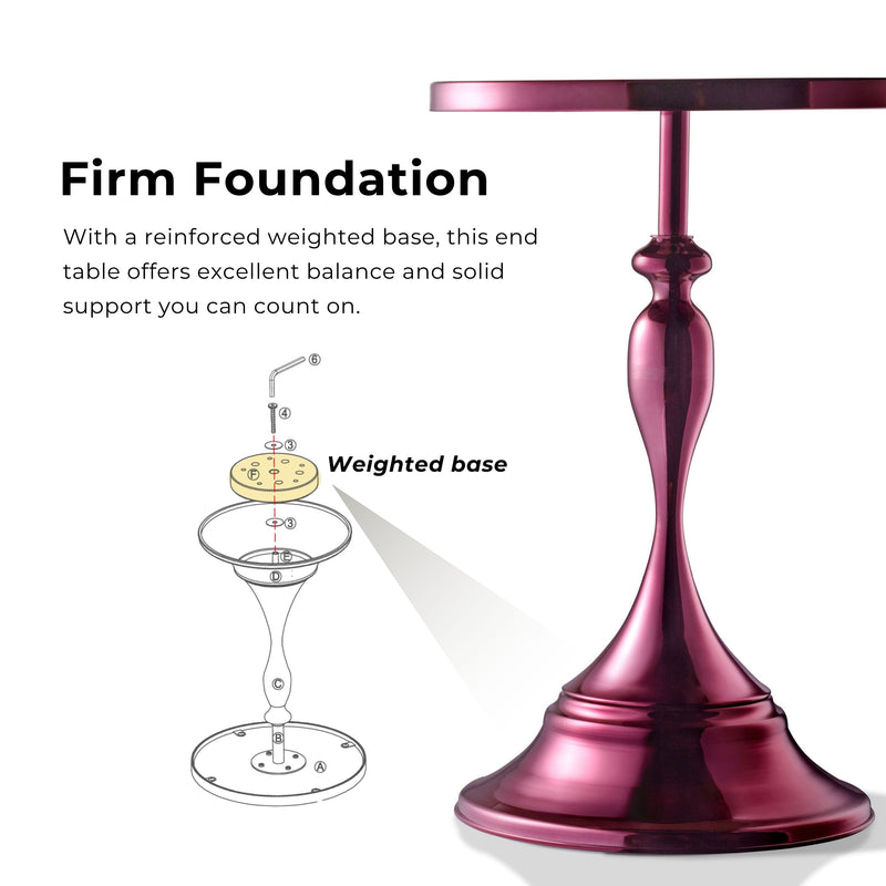 Enric Modern Black Polished Purple Round End Table