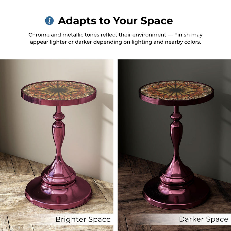 Enric Modern Black Polished Purple Round End Table