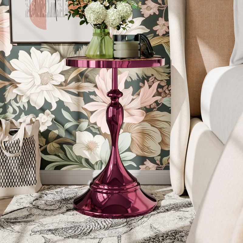 Enric Modern Black Polished Purple Round End Table