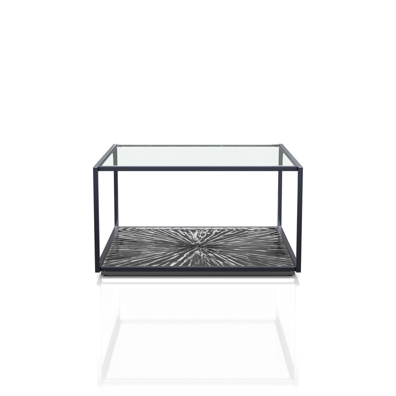 Aureum Modern Glass Top Coffee Table with Sunburst Base