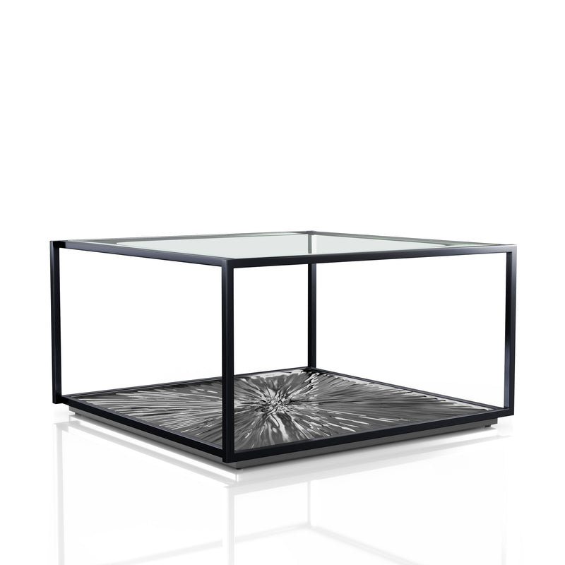 Aureum Modern Glass Top Coffee Table with Sunburst Base