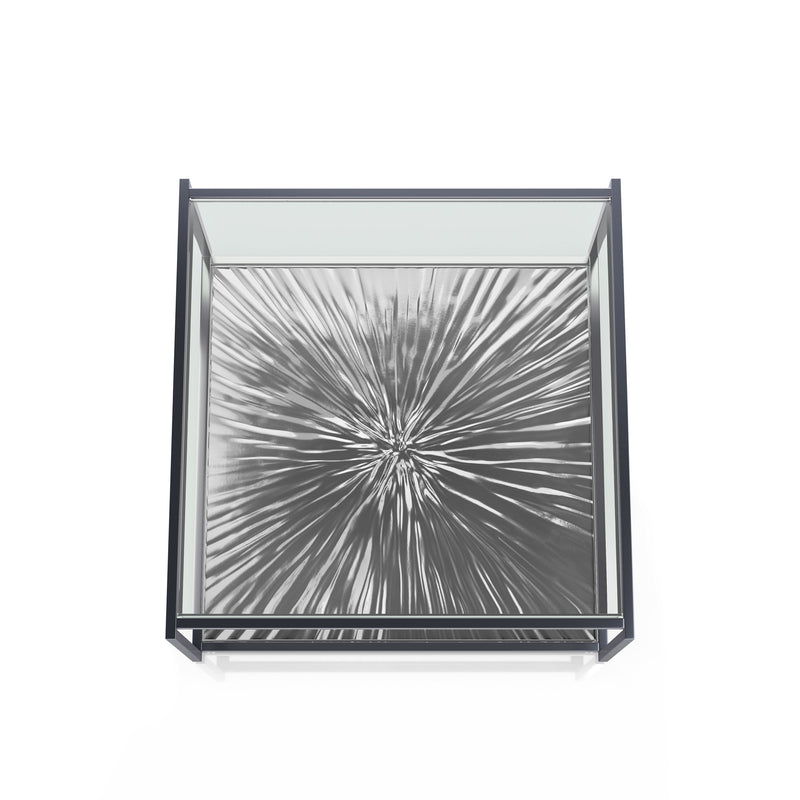 Aureum Modern Glass Top Coffee Table with Sunburst Base