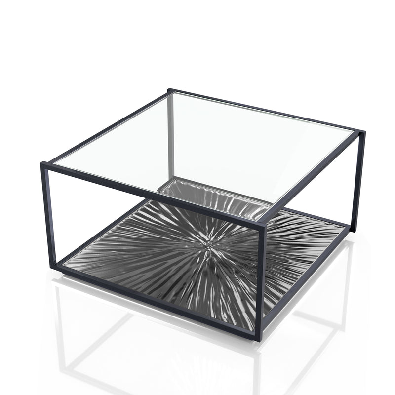 Aureum Modern Glass Top Coffee Table with Sunburst Base