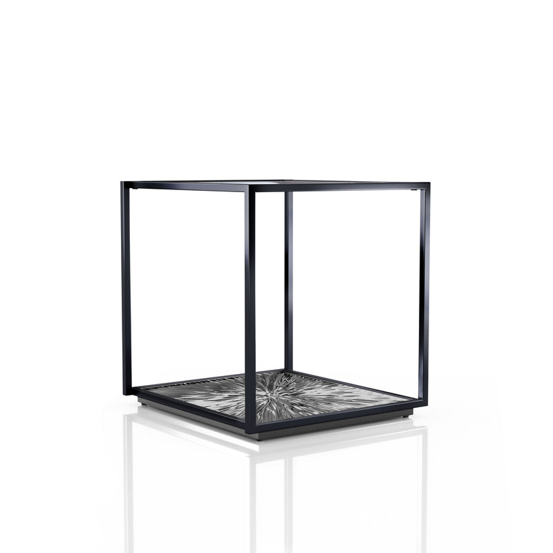 Aureum Modern Glass Top EndTable with Sunburst Base