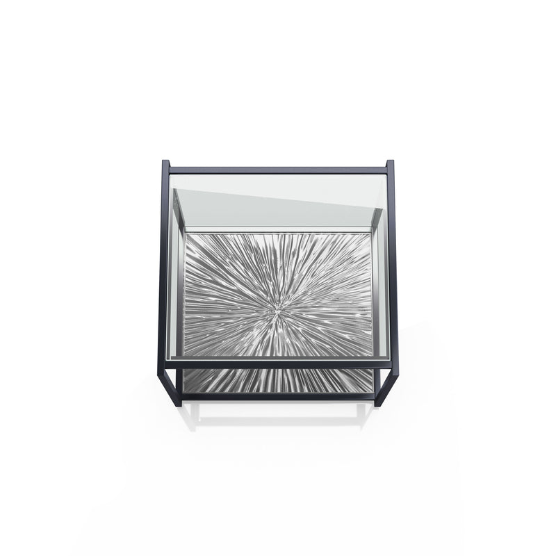 Aureum Modern Glass Top EndTable with Sunburst Base