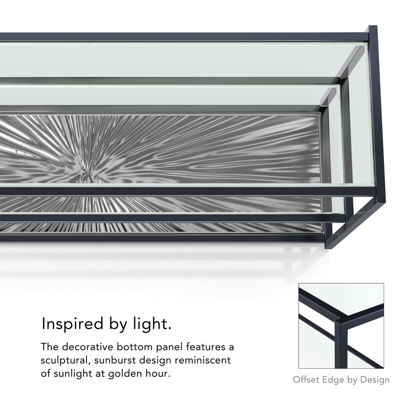 Aureum Modern Glass Top Sofa Table with Sunburst Base