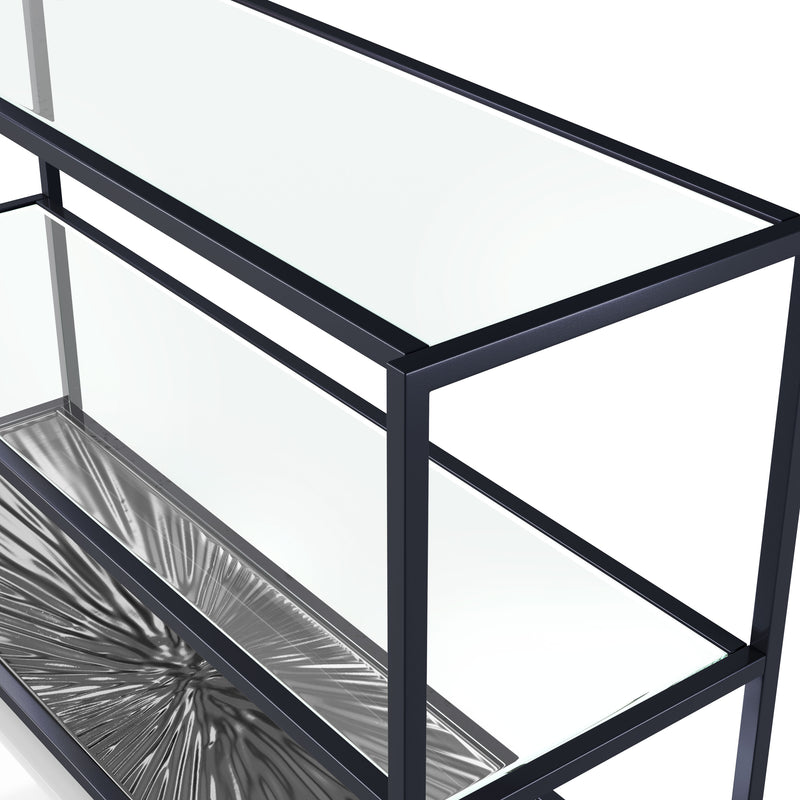 Aureum Modern Glass Top Sofa Table with Sunburst Base