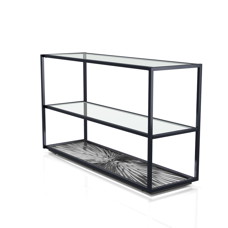 Aureum Modern Glass Top Sofa Table with Sunburst Base