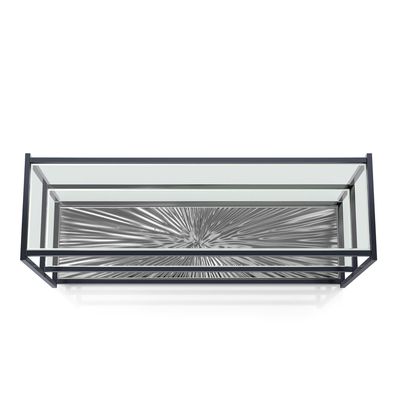 Aureum Modern Glass Top Sofa Table with Sunburst Base