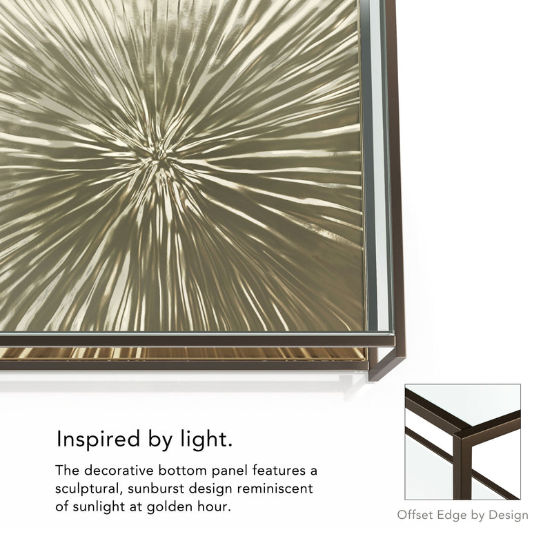 Aureum Modern Glass Top Coffee Table with Sunburst Base