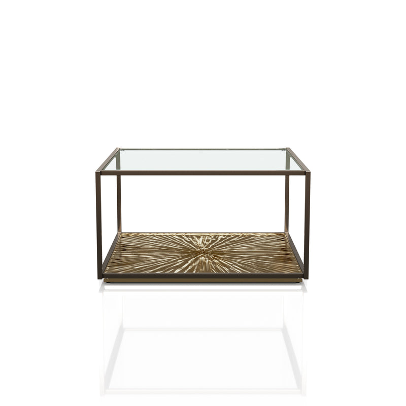 Aureum Modern Glass Top Coffee Table with Sunburst Base