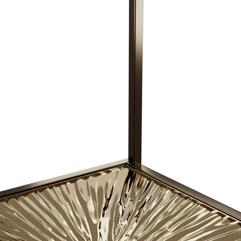 Aureum Modern Glass Top EndTable with Sunburst Base
