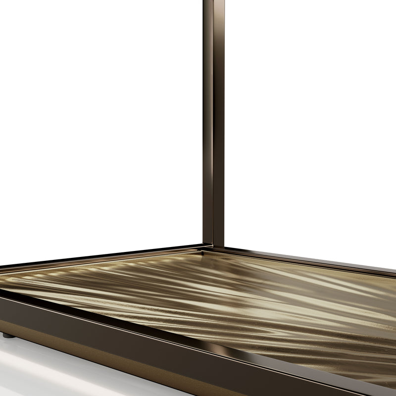Aureum Modern Glass Top Sofa Table with Sunburst Base