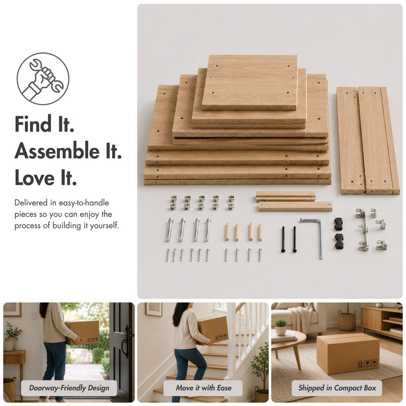 Wishman Farmhouse White Oak and Distressed Gray Expandable Buffet