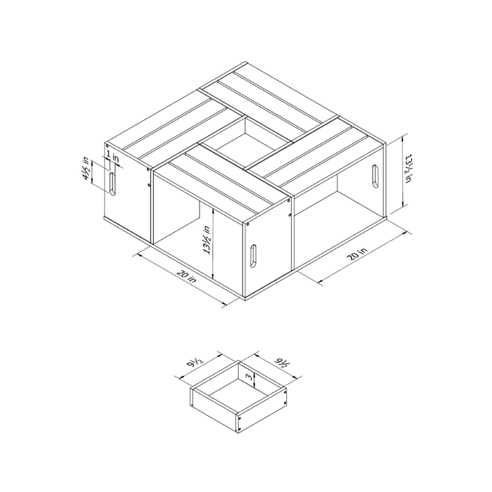 Brando Modern Farmhouse Espresso Crate Inspired Mobile Coffee Table