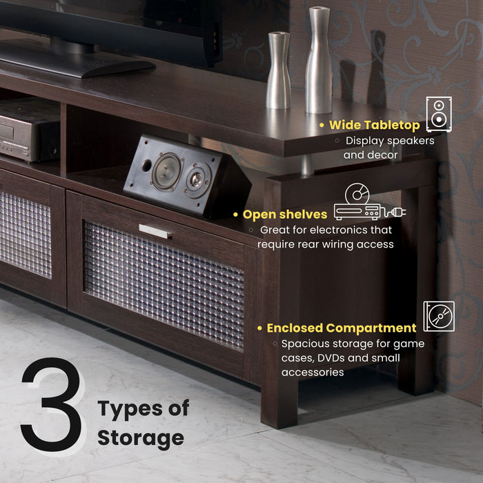 Castro Espresso and Frosted Pull-Down 3-Cabinet 70-inch TV Console
