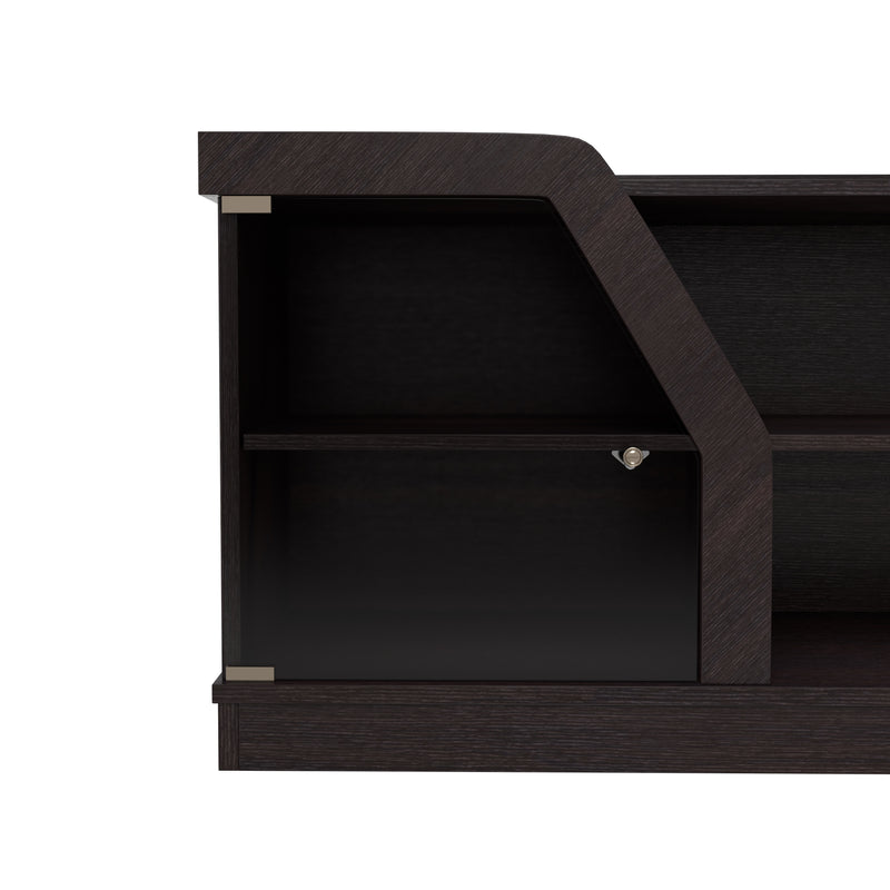 Andrian Espresso Multi Shelf 70-inch TV Stand with Glass Cabinet Doors