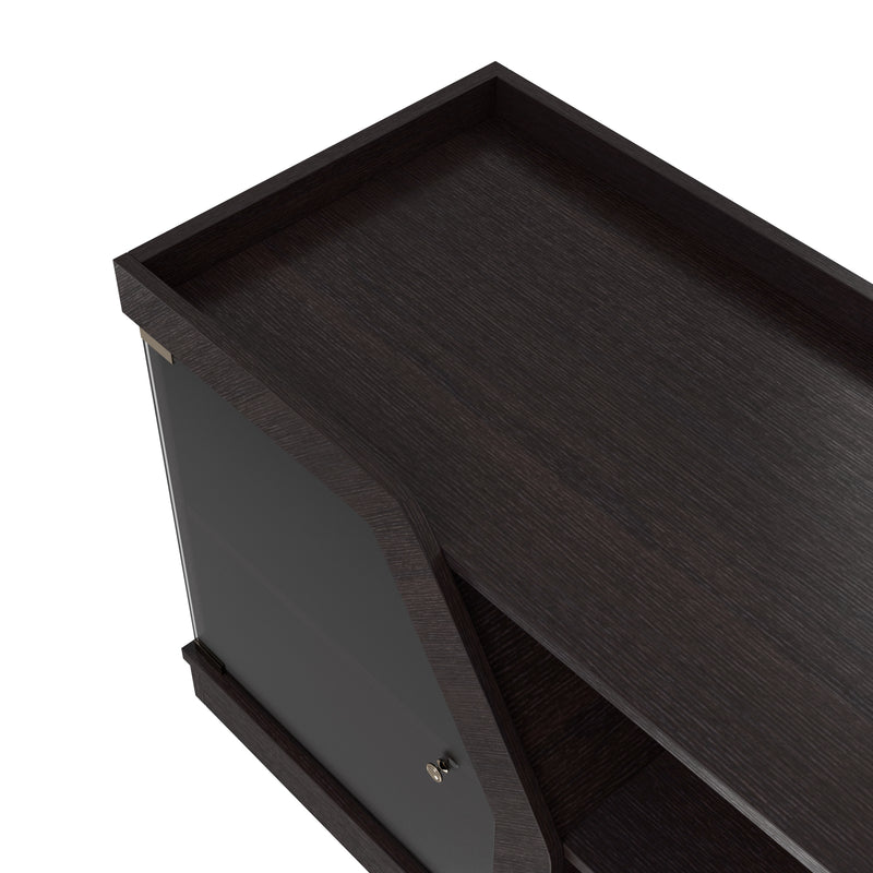 Andrian Espresso Multi Shelf 70-inch TV Stand with Glass Cabinet Doors