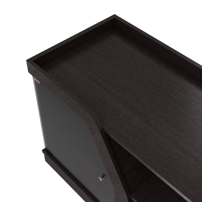 Andrian Espresso Multi Shelf 70-inch TV Stand with Glass Cabinet Doors