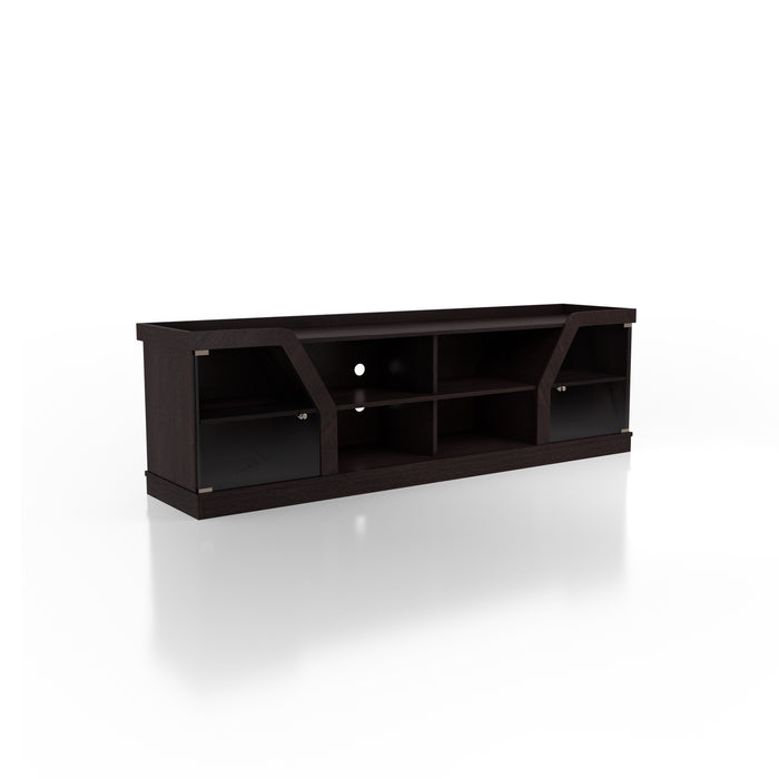 Andrian Espresso Multi Shelf 70-inch TV Stand with Glass Cabinet Doors