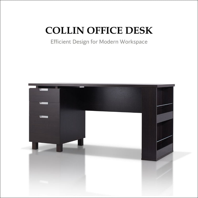 Patton Espresso 59-inch Office Desk with Built-in File Cabinet