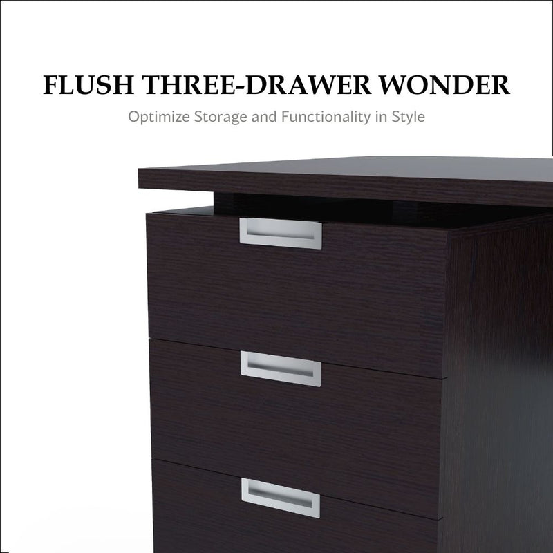 Patton Espresso 59-inch Office Desk with Built-in File Cabinet