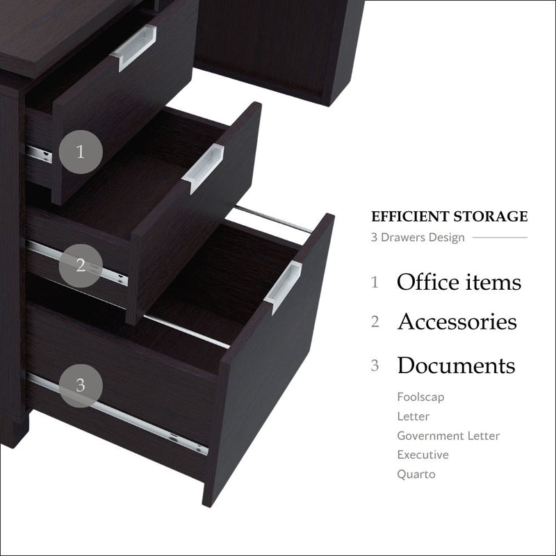 Patton Espresso 59-inch Office Desk with Built-in File Cabinet