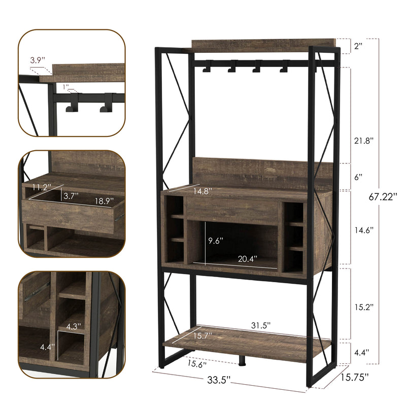 Komich Industrial Reclaimed Oak 6-bottle Home Bar