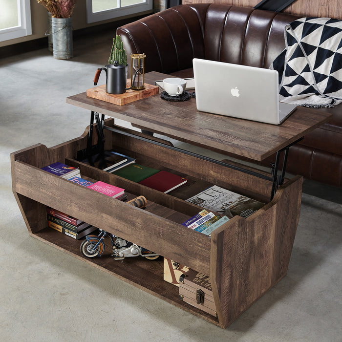 Jarlin Rustic Reclaimed Oak 70" Bookcase and Storage Coffee Table Set