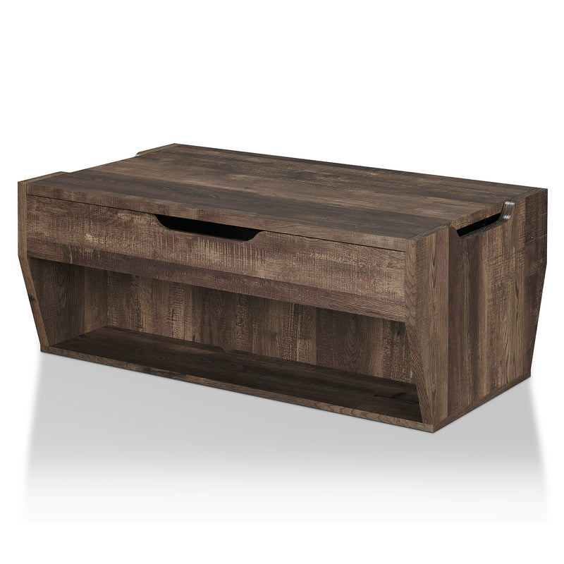 Jarlin Rustic Reclaimed Oak 70" Bookcase and Storage Coffee Table Set