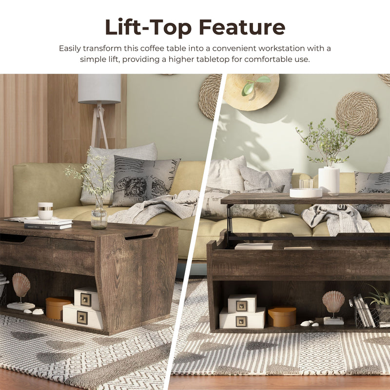 Jarlin Rustic Reclaimed Oak 70" Bookcase and Storage Coffee Table Set