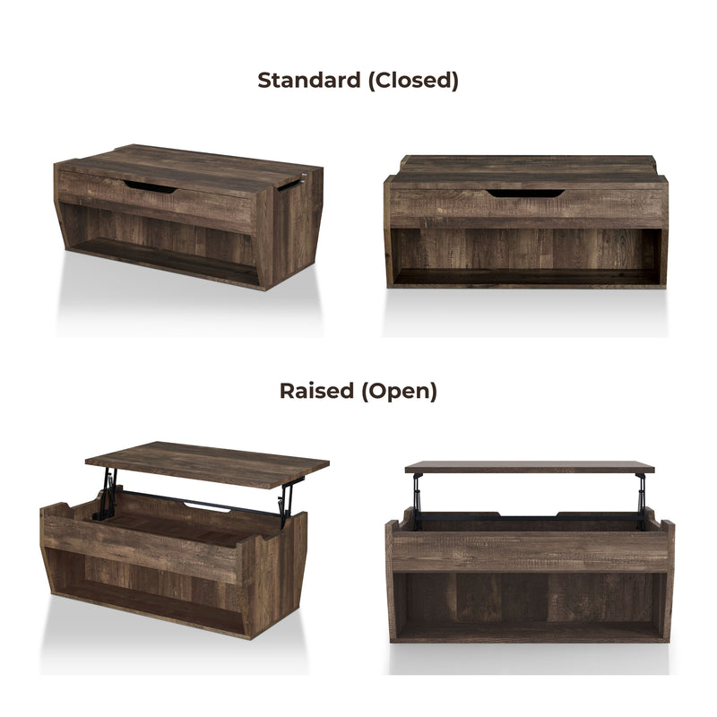 Jarlin Rustic Reclaimed Oak 70" Bookcase and Storage Coffee Table Set