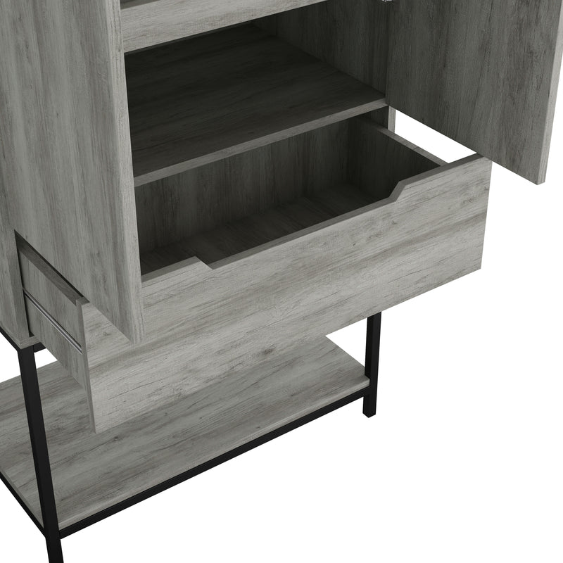 Porter Urban 6-Bottle Home Bar with Hanging Metal Stemware Rack