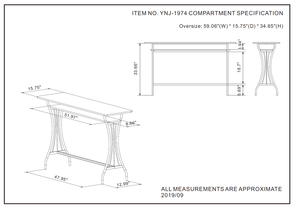Frezia Contemporary 60-inch Counter Height Table